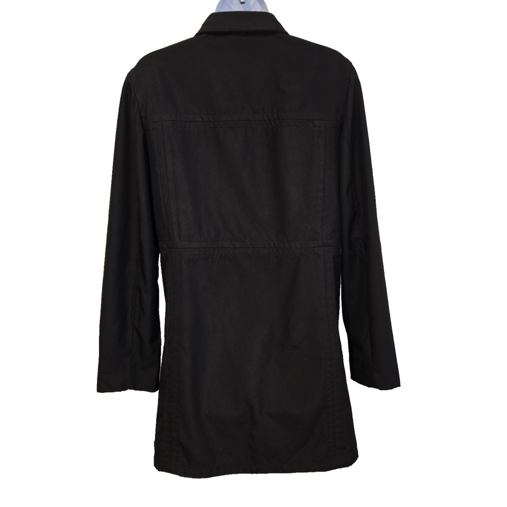 Y2K Old Navy Women's Rain Jacket Black Button Down‎ Mid Length Spring  02 Medium - Picture 5 of 10